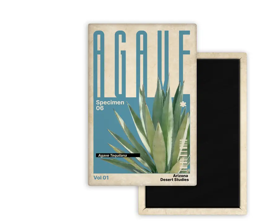Agave Arizona Desert Studies portrait magnet mockup in desert blue
