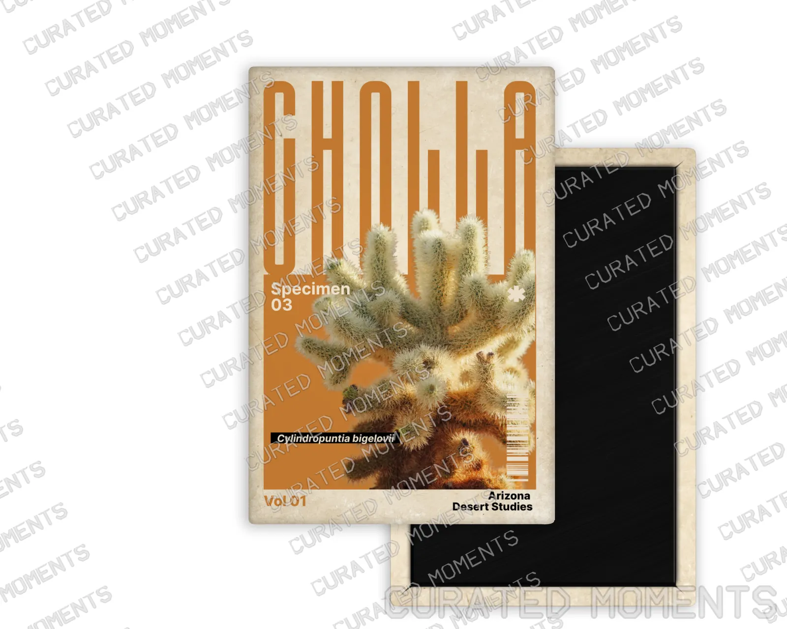 Cholla Arizona Desert Studies portrait magnet mockup in desert orange