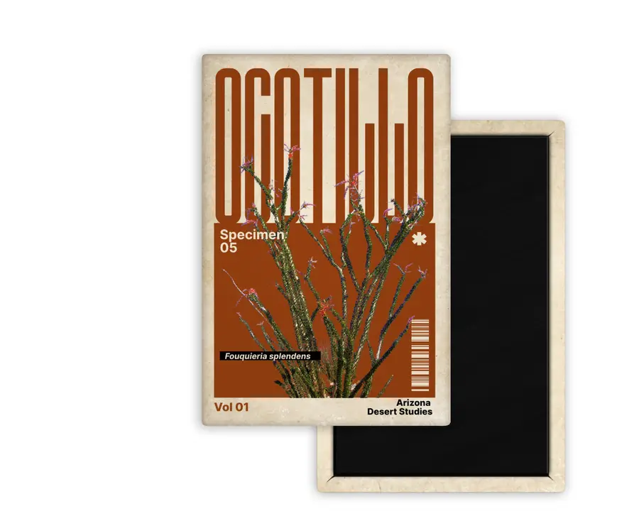 Ocotillo Arizona Desert Studies portrait magnet mockup in rich rust