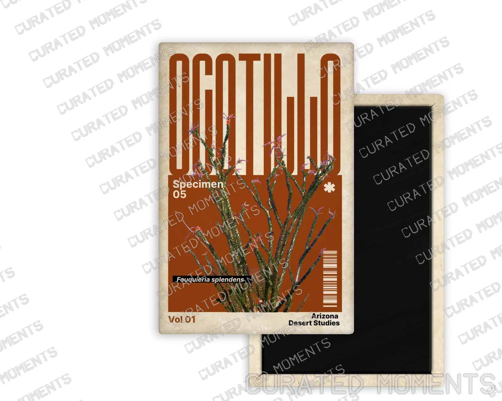 Ocotillo Arizona Desert Studies portrait magnet mockup in rich rust
