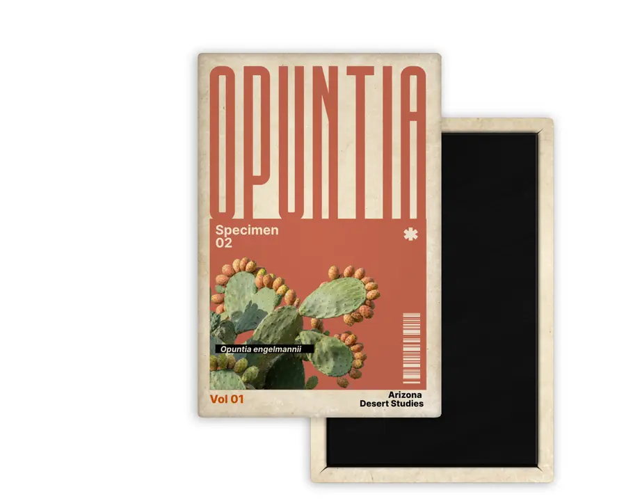 Opuntia Arizona Desert Studies portrait magnet mockup in warm coral