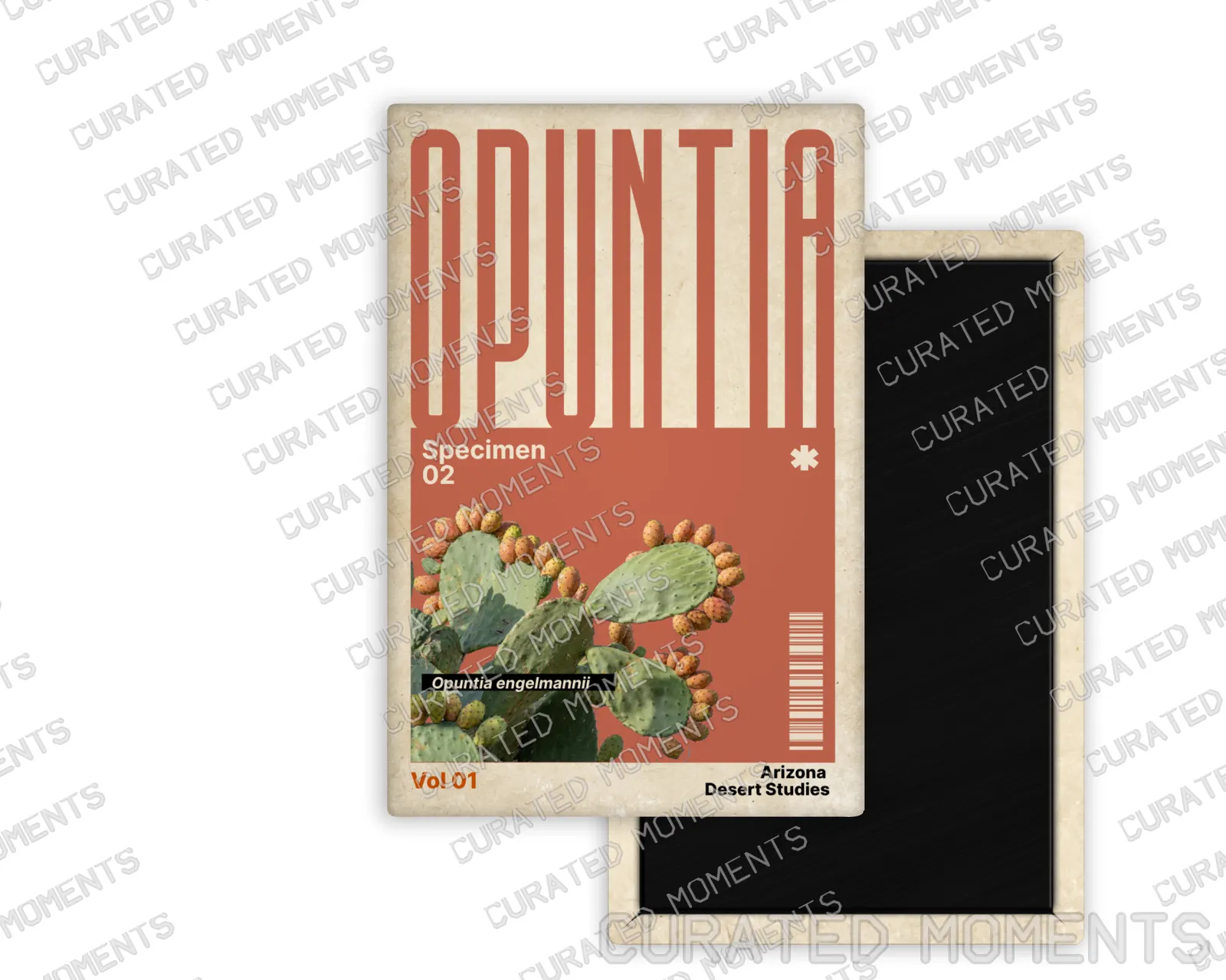 Opuntia Arizona Desert Studies portrait magnet mockup in warm coral