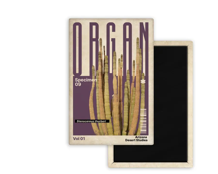 Organ Pipe Cactus Arizona Desert Studies portrait magnet mockup in dusty purple