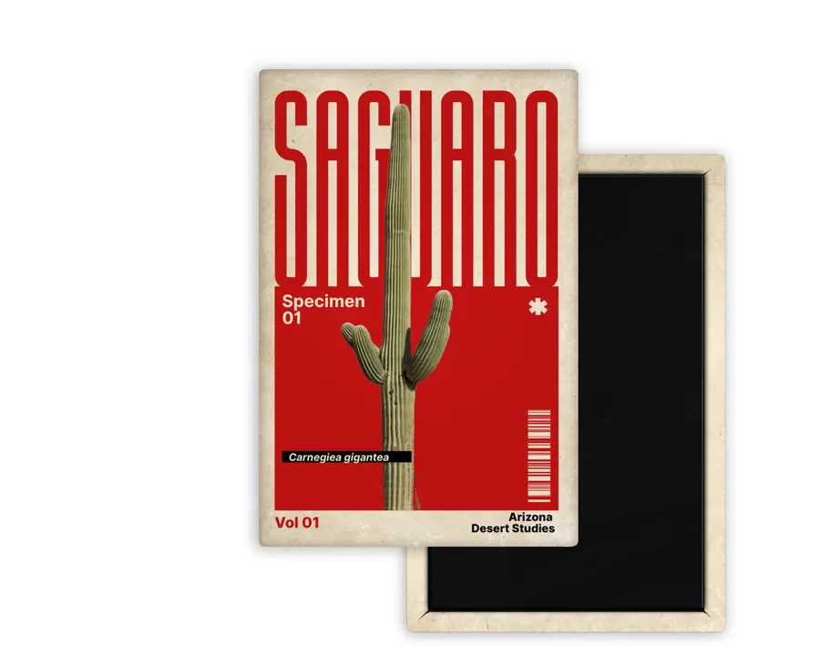 Saguaro Arizona Desert Studies portrait magnet mockup in bold red