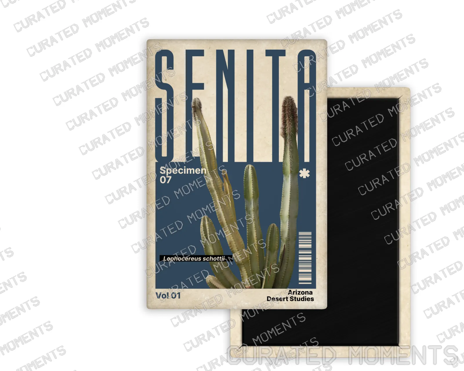 Senita Arizona Desert Studies portrait magnet mockup in slate blue