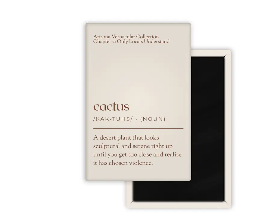 Cactus Arizona Vernacular portrait magnet mockup in cream