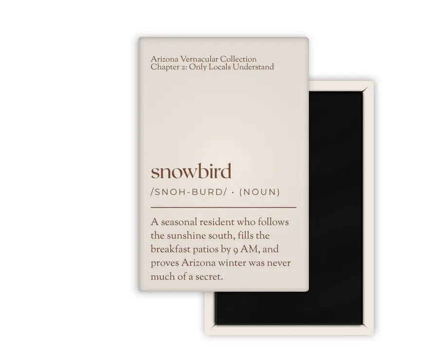 Snowbird Arizona Vernacular portrait magnet mockup in cream