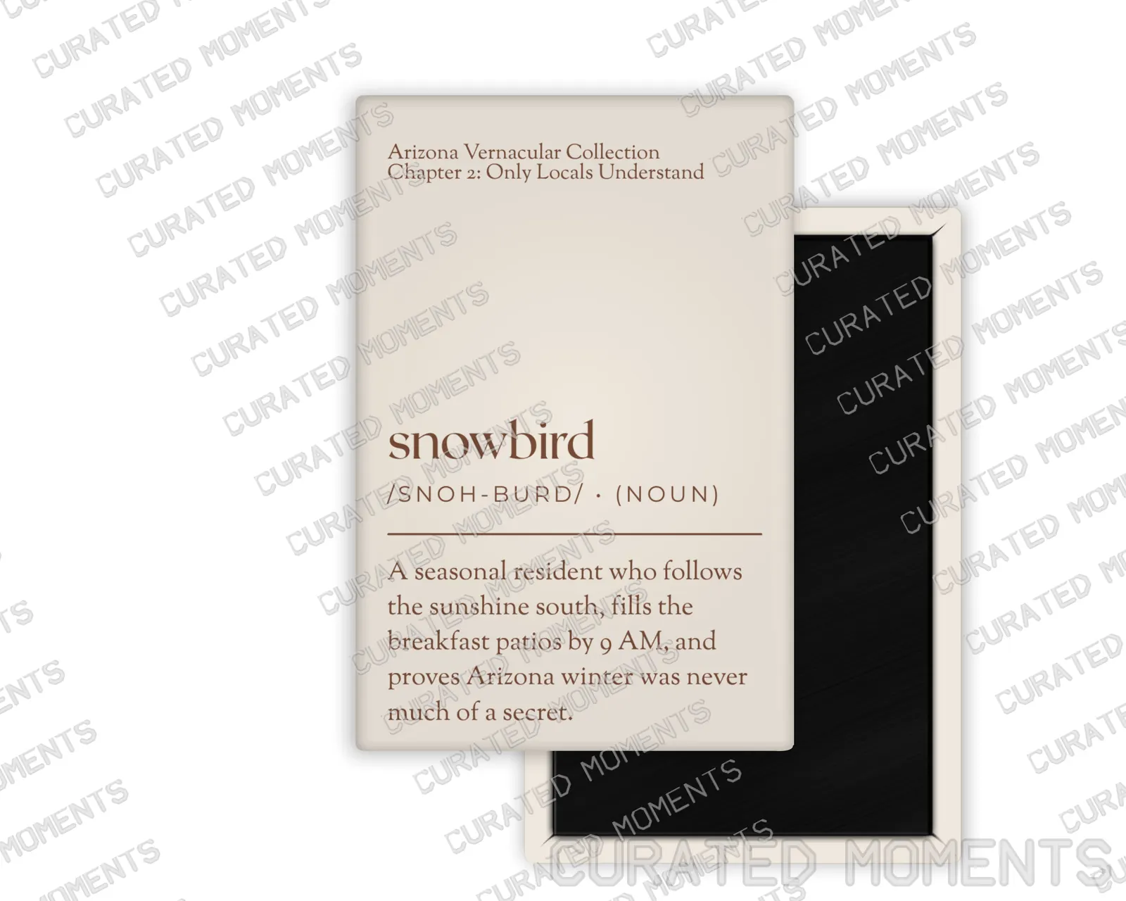 Snowbird Arizona Vernacular portrait magnet mockup in cream