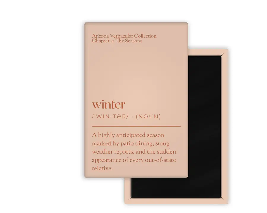 Winter Arizona Vernacular portrait magnet mockup in peach