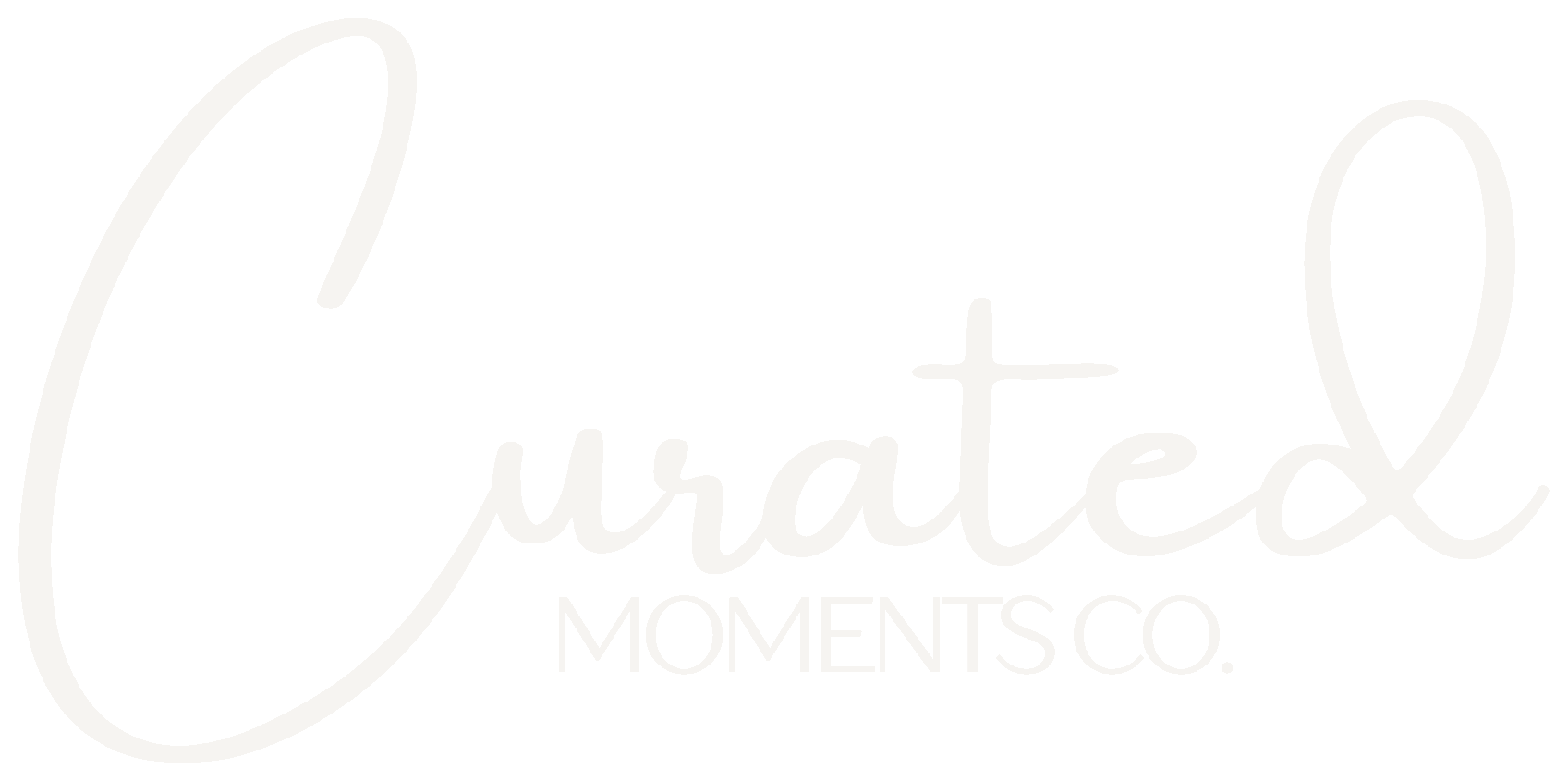 Curated Moments Co. logo in soft ivory