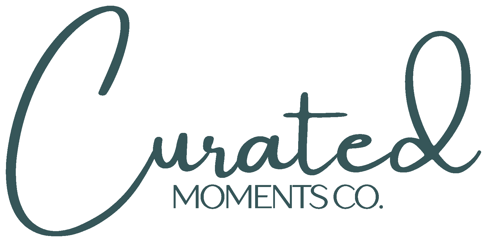 Curated Moments Co. logo in slate teal