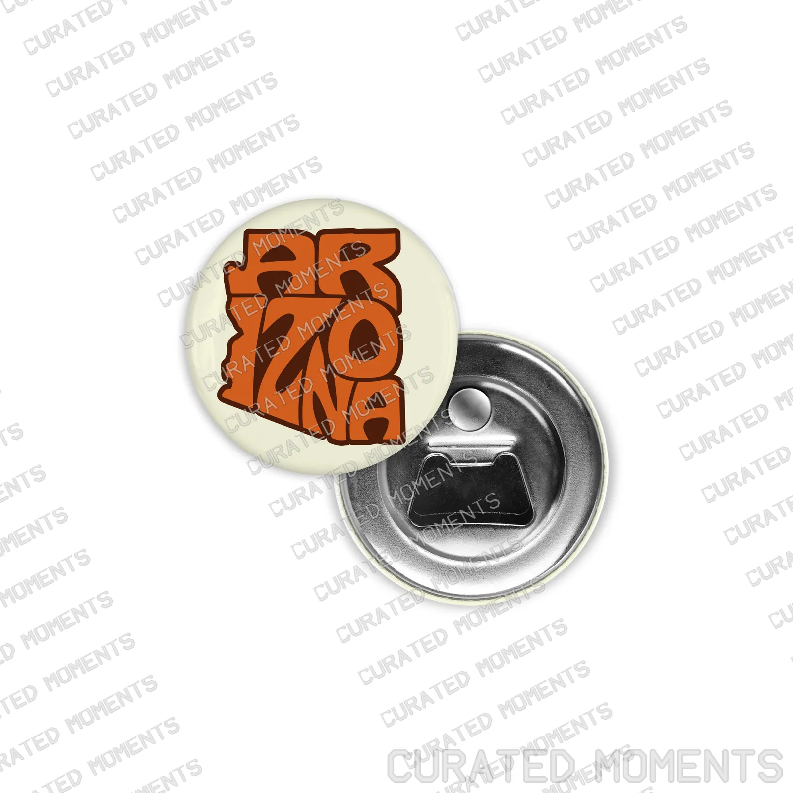 Arizona State magnetic bottle opener with bold retro Arizona lettering and a metal opener back
